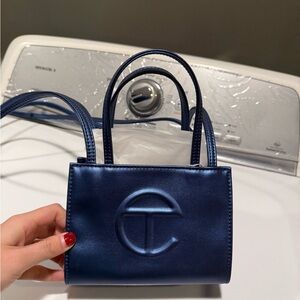 Telfar small cobalt blue bag
